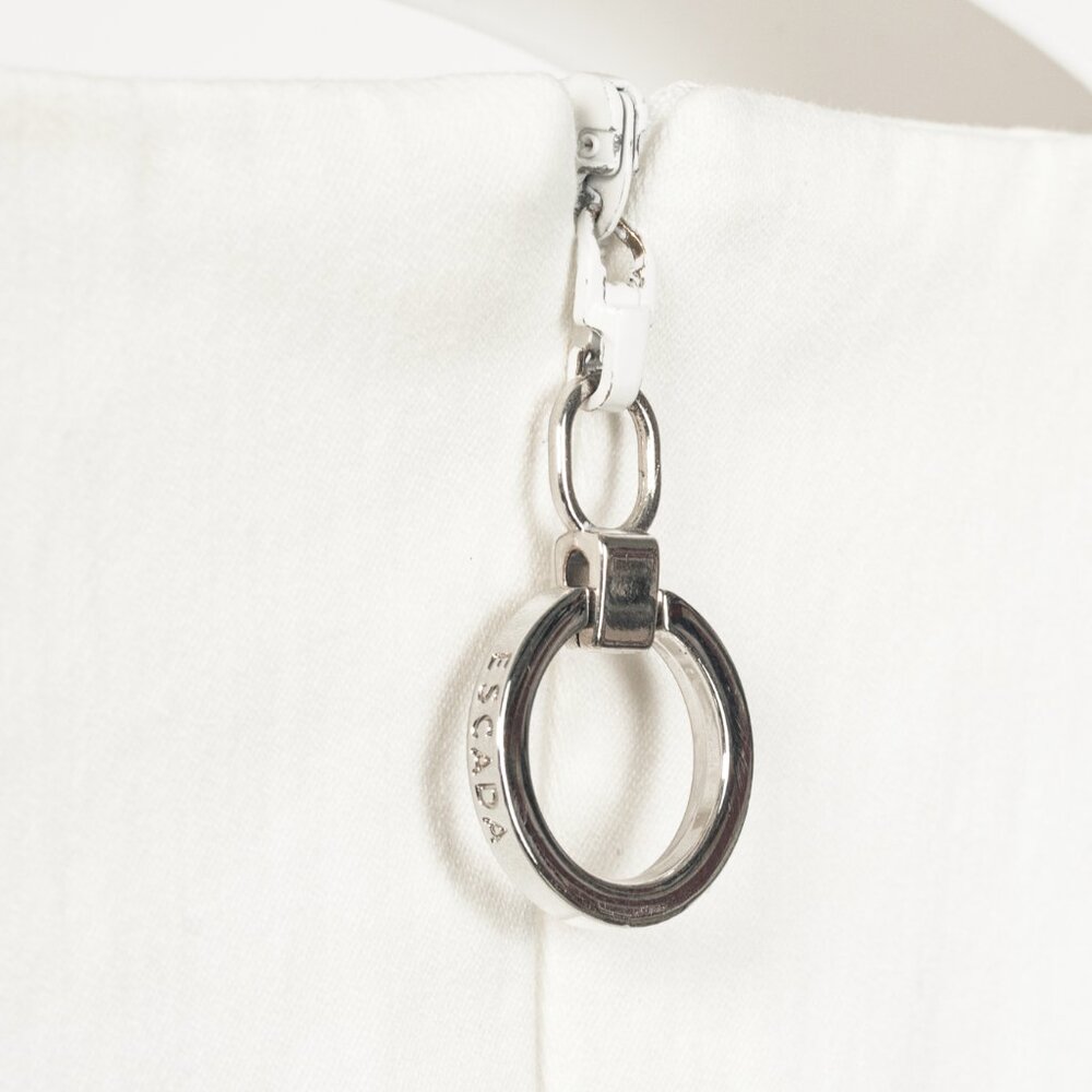 Escada Sport White Windowpane Cotton Flounce-Hem Dress - Picture 6 of 7